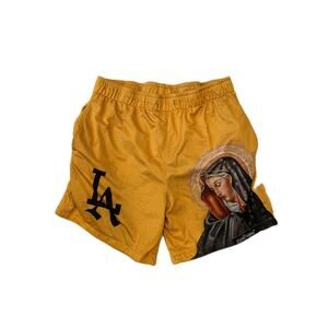 LA Graphic Yellow Athletic Shorts